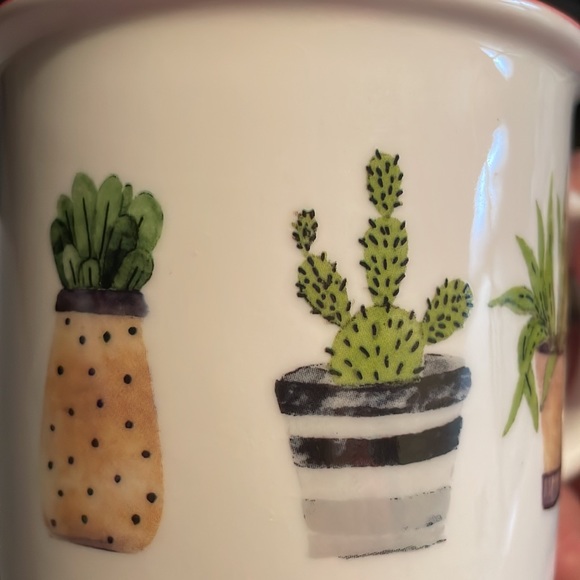 Cactus trio coffee mug. Design on both sides. Red rim - Picture 9 of 9